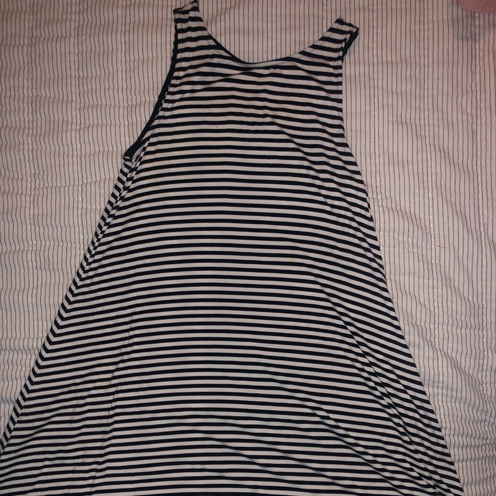 black and white striped dress